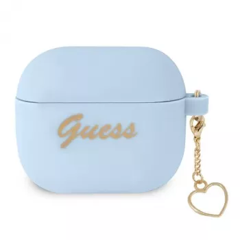Guess GUA3LSCHSB Silicone Charm Heart Collection Case for AirPods 3, Blue