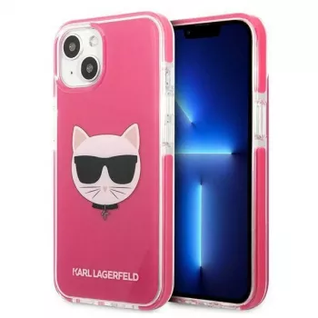 Karl Lagerfeld KLHCP13MTPECPI iPhone 13 / 14 / 15 6,1 inch kemény tok fukszia Choupette Head