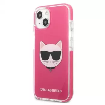 Karl Lagerfeld KLHCP13MTPECPI iPhone 13 / 14 / 15 6,1 inch kemény tok fukszia Choupette Head