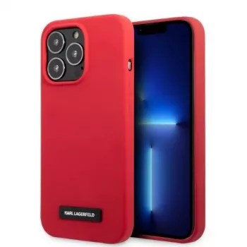 Karl Lagerfeld KLHCP13LSLMP1R szilikon plaqués kemény tok iPhone 13 Pro / 13 6,1 inch készülékhez - piros