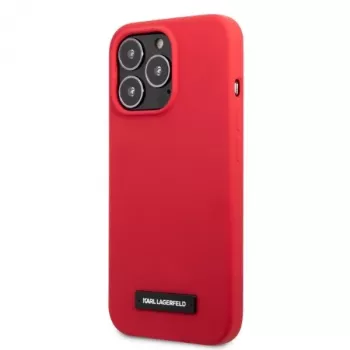Karl Lagerfeld KLHCP13LSLMP1R szilikon plaqués kemény tok iPhone 13 Pro / 13 6,1 inch készülékhez - piros