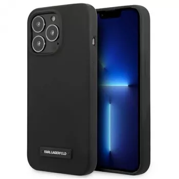 Karl Lagerfeld KLHCP13LSLMP1K iPhone 13 Pro / 13 6,1 inch kemény tok fekete szilikon plaqué