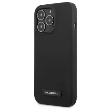 Karl Lagerfeld KLHCP13LSLMP1K iPhone 13 Pro / 13 6,1 inch kemény tok fekete szilikon plaqué