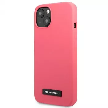 Karl Lagerfeld KLHCP13SSLMP1PI szilikon hátlap plaquéval iPhone 13 Mini 5,4 inch készülékhez, fukszia