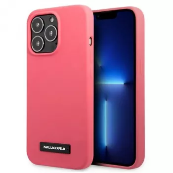Karl Lagerfeld szilikon plaqués kemény tok iPhone 13 Pro / 13 6,1 inch készülékhez - fukszia