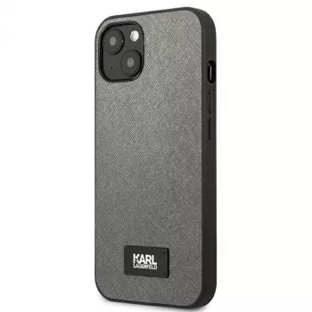 Karl Lagerfeld Saffiano plaqués kemény tok Apple iPhone 13 Mini 5,4 inch készülékhez - ezüst