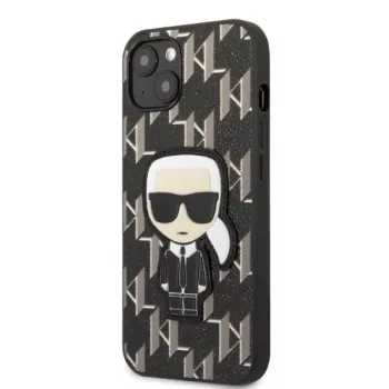 Karl Lagerfeld KLHCP13SPMNIKBK iPhone 13 mini 5,4 inch kemény tok fekete monogram Ikonik Patch