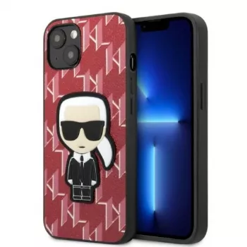 Karl Lagerfeld KLHCP13MPMNIKPI kemény tok iPhone 13 / 14 6,1 inch piros monogram Ikonik Patch