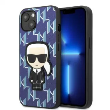 Karl Lagerfeld iPhone 13/14/15 6,1 inch kemény tok kék monogram Ikonik Patch