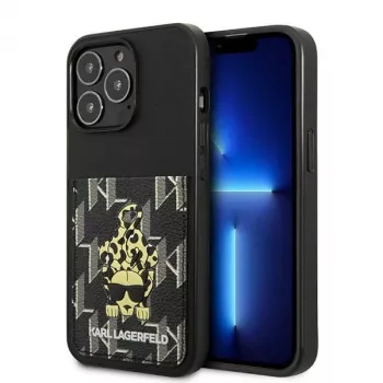 Karl Lagerfeld KLHCP13LCANCNK iPhone 13 Pro / 13 6,1 inch kemény tok fekete Karlimals kártyatartó