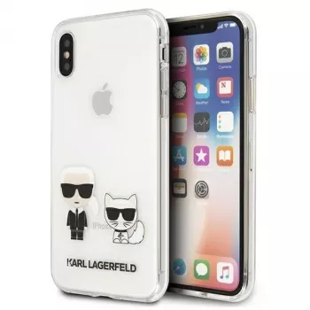 Karl Lagerfeld KLHCI65CKTR kemény tok Apple iPhone Xs Max, átlátszó, Karl & Choupette dizájn