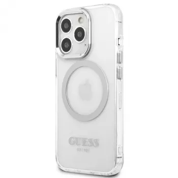 Guess GUHMP13LHTRMS Metal Outline MagSafe kemény tok iPhone 13 Pro / iPhone 13 6,1 inch - ezüst