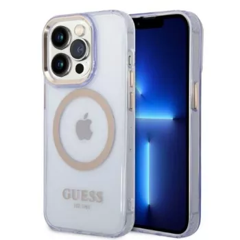 Guess Gold Outline Translucent kemény tok Apple iPhone 14 Pro 6,1 inch - lila