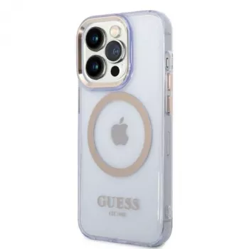 Guess Gold Outline Translucent kemény tok Apple iPhone 14 Pro 6,1 inch - lila