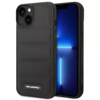 Karl Lagerfeld KLHCP14SPSQAK Puffy Elongated Logo kemény tok Apple iPhone 13/14/15 6,1 inch - fekete