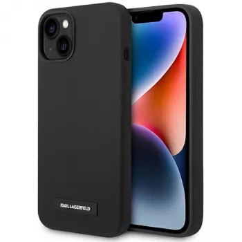 Karl Lagerfeld KLHMP14MSLMP1K szilikon plakettes MagSafe kemény tok iPhone 14 Plus / 15 Plus 6,7 inch fekete
