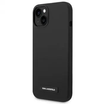 Karl Lagerfeld KLHMP14MSLMP1K szilikon plakettes MagSafe kemény tok iPhone 14 Plus / 15 Plus 6,7 inch fekete