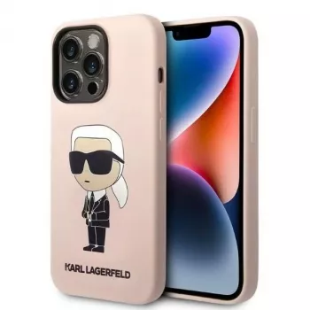Karl Lagerfeld KLHCP14XSNIKBCP Ikonik szilikon kemény tok iPhone 14 Pro Max 6,7 inch rózsaszín