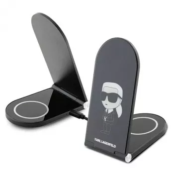 Karl Lagerfeld összecsukható 2 az 1-ben vezeték nélküli töltő 15W fekete Ikonik MagSafe