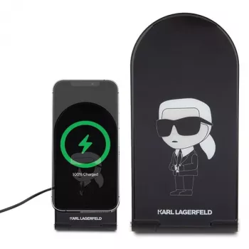 Karl Lagerfeld összecsukható 2 az 1-ben vezeték nélküli töltő 15W fekete Ikonik MagSafe