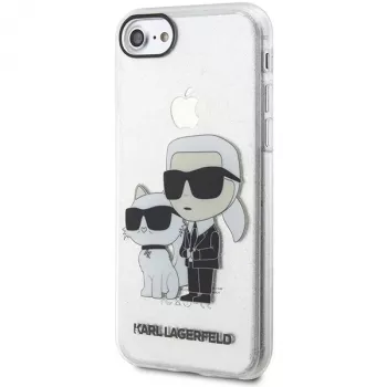 Karl Lagerfeld KLHCI8HNKCTGT iPhone 7/8/SE 2020 / SE 2022 átlátszó kemény tok Glitter Karl & Choupette