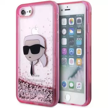 Karl Lagerfeld KLHCI8LNKHCP kemény tok Glitter Karl Head iPhone 7/8/SE 2020/SE 2022, rózsaszín