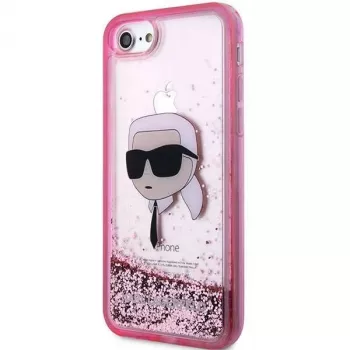 Karl Lagerfeld KLHCI8LNKHCP kemény tok Glitter Karl Head iPhone 7/8/SE 2020/SE 2022, rózsaszín