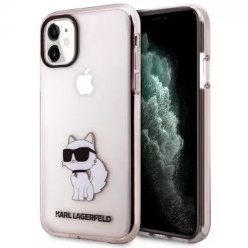 Karl Lagerfeld Ikonik Choupette kemény tok iPhone 11 / XR 6,1 inch - rózsaszín