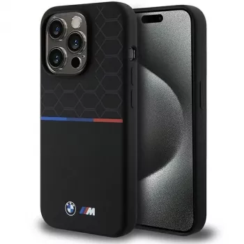 BMW M Silicone Pattern MagSafe kemény tok Apple iPhone 15 Pro 6,1 inch - fekete