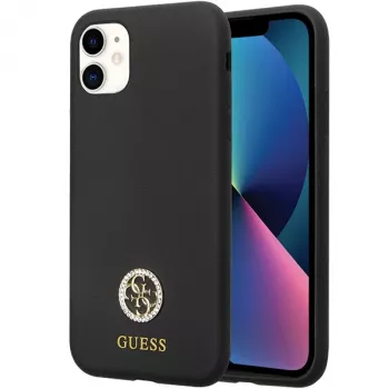 Guess GUHCN614DGPK Hardcase szilikon Logo Strass 4G hátlap Apple iPhone 11 / Xr 6,1 inch fekete
