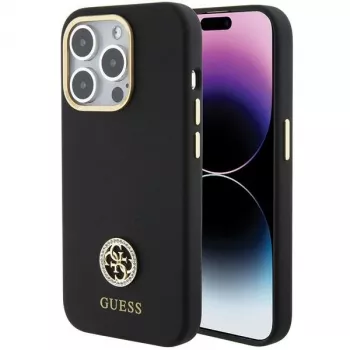 Guess GUHCP15LM4DGPK iPhone 15 Pro 6.1 fekete Hardcase szilikon Logo Strass 4G