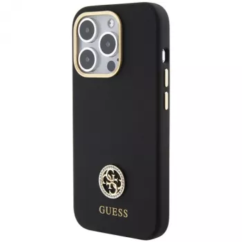 Guess GUHCP15LM4DGPK iPhone 15 Pro 6.1 fekete Hardcase szilikon Logo Strass 4G