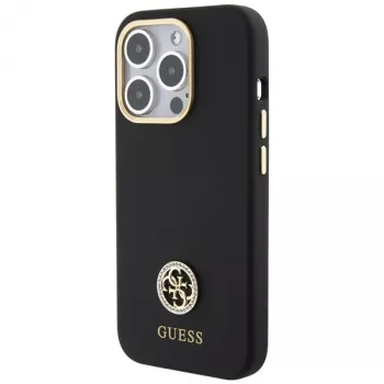Guess GUHCP15XM4DGPK Hardcase szilikon Logo Strass 4G hátlap Apple iPhone 15 Pro Max 6,7 inch fekete