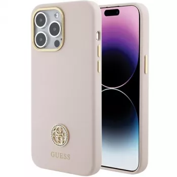 Guess GUHCP15XM4DGPP iPhone 15 Pro Max 6,7 inch rózsaszín szilikon Hardcase strassz logóval 4G