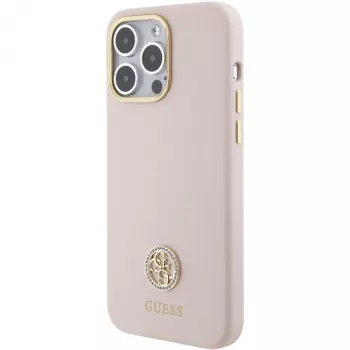 Guess GUHCP15XM4DGPP iPhone 15 Pro Max 6,7 inch rózsaszín szilikon Hardcase strassz logóval 4G
