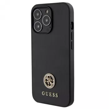 Guess GUHCP13LPS4DGPK Hardcase for Apple iPhone 13 Pro 6.1 inch Black Strass Metal Logo