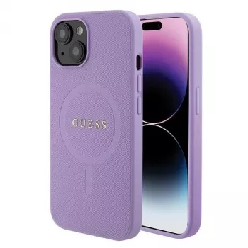 Guess GUHMP15MPSAHMCU Saffiano MagSafe Hard Case for iPhone 15 Plus / 14 Plus 6.7 inch - Purple