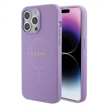Guess GUHMP15LPSAHMCU Saffiano MagSafe Hard Case Apple iPhone 15 Pro 6,1 inch - lila
