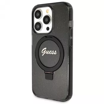 Guess Script Glitter Collection Hardcase Ring Stand MagSafe iPhone 13 Pro / 13 6.1 fekete