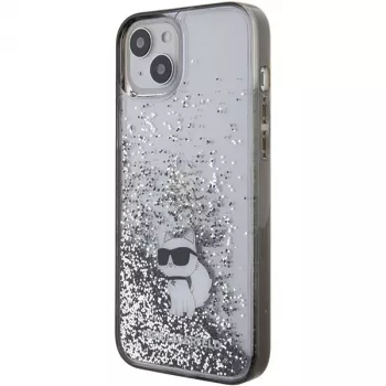 Karl Lagerfeld KLHCP15MLKCNSK iPhone 15 Plus / 14 Plus 6,7 inch átlátszó kemény tok Liquid Glitter Choupette