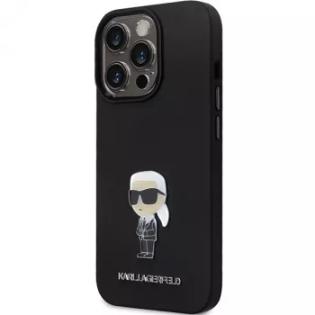 Karl Lagerfeld KLHCP14LSMHKNPK Ikonik Metal Pin szilikon tok iPhone 14 Pro 6,1 fekete