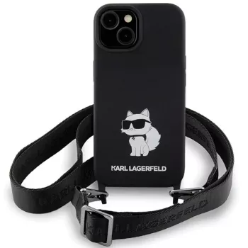 Karl Lagerfeld KLHCP15SSCBSCNK iPhone 15 / 14 / 13 6,1 kemény tok fekete Crossbody szilikon Choupette