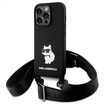 Karl Lagerfeld KLHCP15XSCBSCNK iPhone 15 Pro Max 6,7 kemény tok fekete Crossbody szilikon Choupette