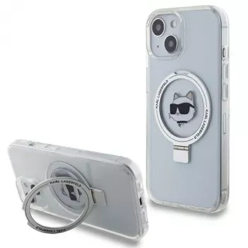 Karl Lagerfeld KLHMP15SHMRSCHH iPhone 15 / 14 / 13 6,1 inch fehér kemény tok gyűrűs tartóval Choupette Head MagSafe