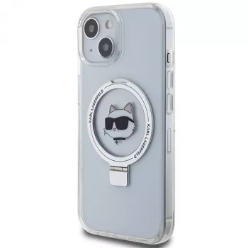 Karl Lagerfeld KLHMP15SHMRSCHH iPhone 15 / 14 / 13 6,1 inch fehér kemény tok gyűrűs tartóval Choupette Head MagSafe