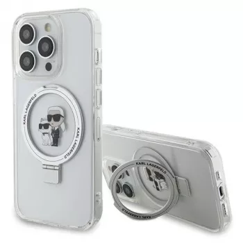 Karl Lagerfeld KLHMP13LHMRSKCH iPhone 13 Pro / 13 6,1 inch fehér kemény tok gyűrűs tartóval Karl & Choupette MagSafe