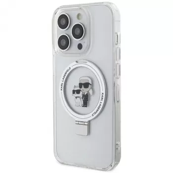 Karl Lagerfeld KLHMP13XHMRSKCH kemény tok gyűrűs tartóval iPhone 13 Pro Max 6,7 inch fehér Karl & Choupette MagSafe