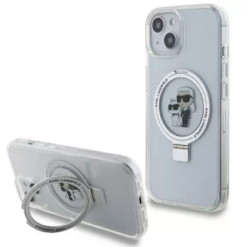 Karl Lagerfeld KLHMP15SHMRSKCH iPhone 15/14/13 6,1 inch fehér kemény tok gyűrűs tartóval Karl & Choupette MagSafe