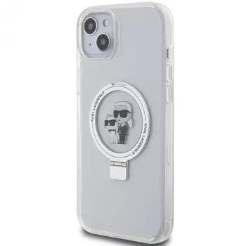 Karl Lagerfeld KLHMP15MHMRSKCH iPhone 15 Plus / 14 Plus 6,7 inch fehér kemény tok gyűrűs tartóval Karl & Choupette MagSafe