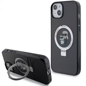 Karl Lagerfeld KLHMP15MHMRSKCK kemény tok gyűrűs tartóval MagSafe iPhone 15 Plus / 14 Plus 6,7 inch fekete